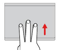 Sipaisu kolmella sormella ylöspäin Asettamalla kolme sormea kosketuslevylle ja liikuttamalla niitä ylöspäin voit avata tehtävänäkymän ja tarkastella kaikkia avoinna olevia ikkunoita.