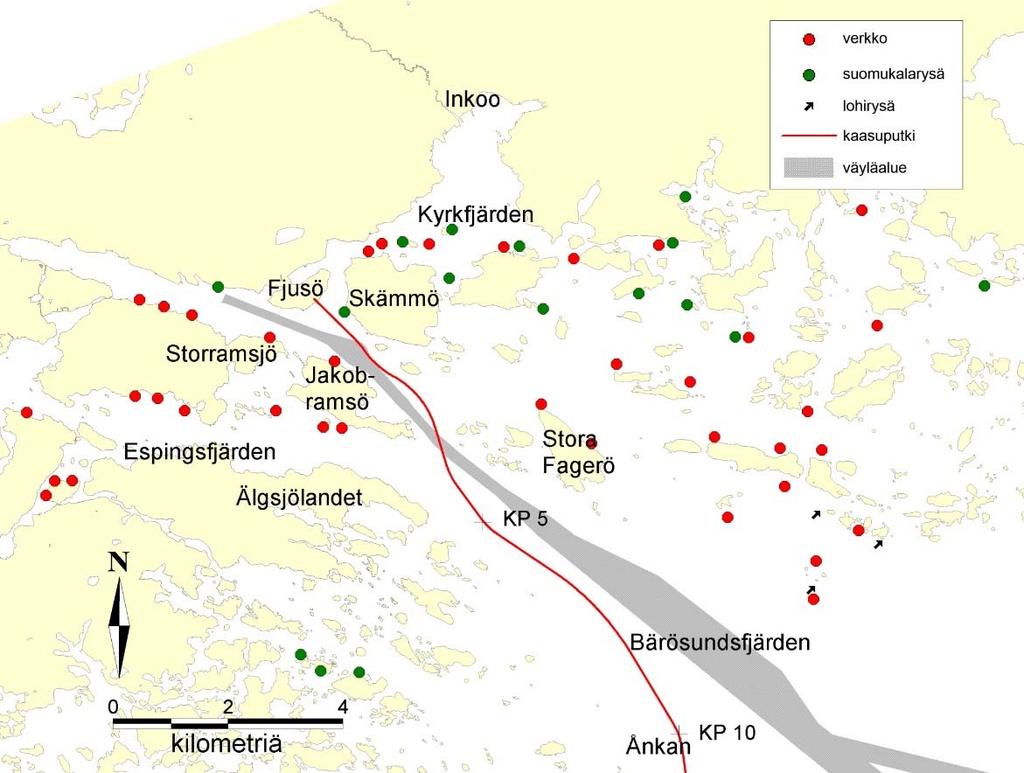 4. Tulokset 4.1. Rannikkokalastus Seitsemästä tiedustelualueella kalastaneesta rannikkokalastajasta pyydysyksikkötiedot ilmoitti viisi ja saalistiedot kuusi kalastajaa.