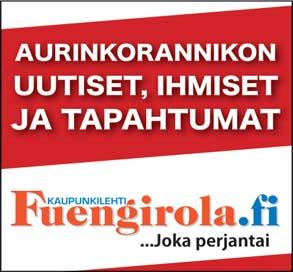 607 965 089 Monipuolinen kuntosali Hinnat 36e/kk, 95e/3 kk, 180e/6 kk Suomelan jäsenille 32e/kk C/Antonio Machado, Los Boliches (Nuriasolin takana) Syyskausi liikkeelle vauhdilla Suomelan syyskausi