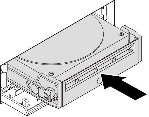 6. Liu'uta kehikkoa, jossa uusi 3,5 tuuman tallennusasema on, etuosan tallennusyksikköön, kunnes se napsahtaa paikalleen.
