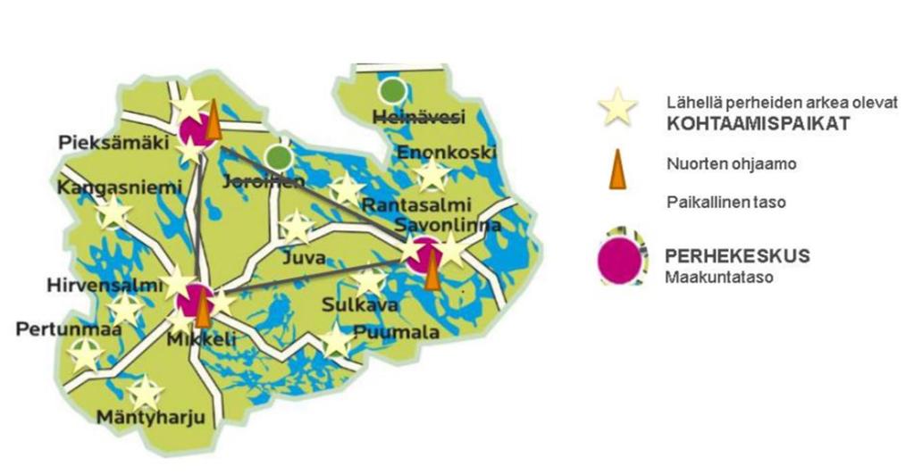 Palvelukokonaisuus, jota kutsutaan perhekeskustoiminnaksi > Lisää > alatunniste: lisää oma nimi Keskeiset tavoitteet perhekeskustoiminnalle: Lapsi- ja perhelähtöisyys Tavoitteena integroidut