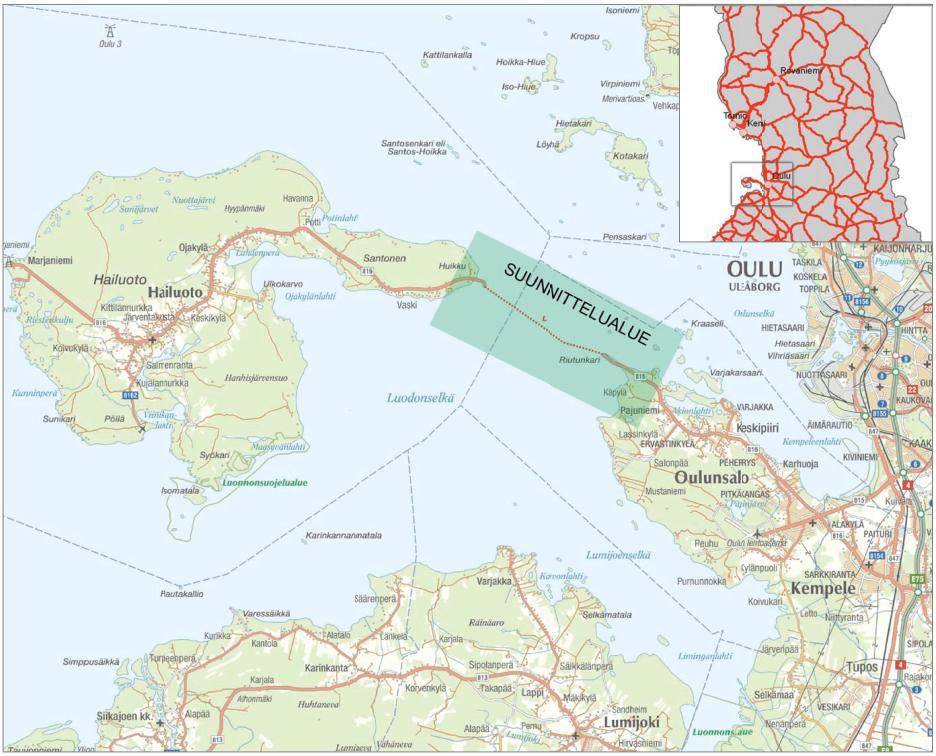 2 Hankkeen kuvaus 2.1 Sijainti ja merkitys Hailuoto on Perämeren suurin saari, joka sijaitsee seitsemän kilometrin päässä mantereelta ja 50 kilometrin päässä Oulusta.