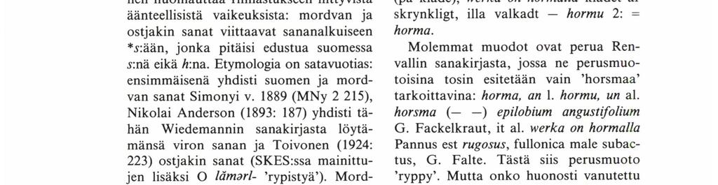 Etymologia on satavuotias: ensimmäisenä yhdisti suomen ja mordvan sanat Simonyi v.