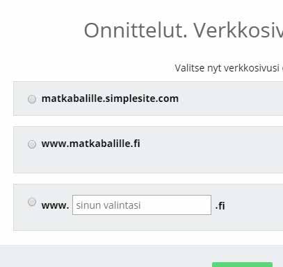 Erikoistarjous: Oma domain-tunnus 8 9 Valitse, haluatko ilmaiset kotisivut 8, jolloin