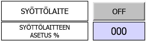 Syöttölaitteen käsiohjauksen alapuolelta löytyy syöttölaitteen nopeuden asetus.