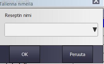 Nuoli ylös painikkeesta saadaan kuivausasetuksen arvot ajettua reseptiin. .2.