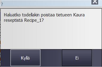 Uuden reseptin nimi voidaan kirjoittaa reseptin nimi kenttään. Resepti tallennetaan painamalla painiketta.