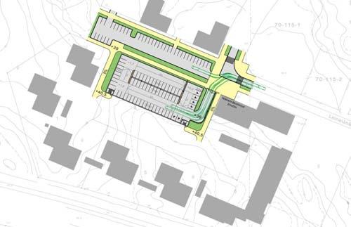 Pohjoisempi tontti nro 7 on tarkoitettu korttelin 70110 käyttöön. Siinä on maantasopysäköinti.