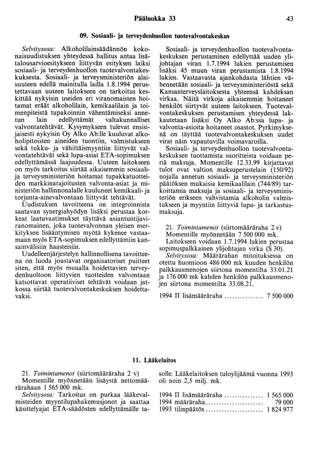 Pääluokka 33 43 09.