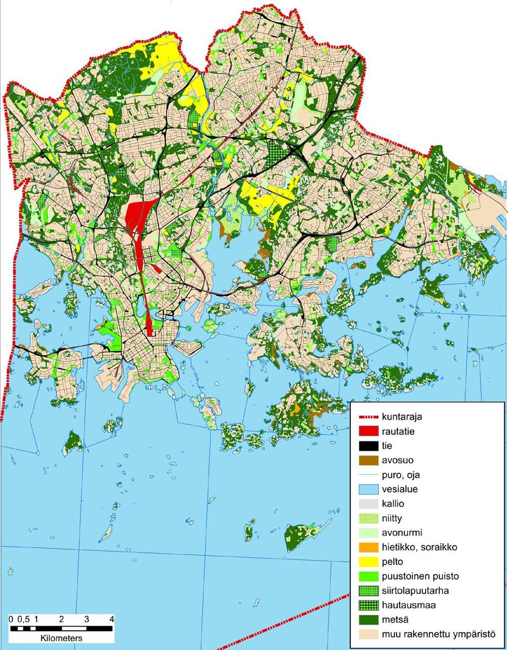 Yleiskaavan biotoopit Selvitys 2014 Metsät ovat tärkeitä luonnon monimuotoisuuden kannalta Vähän soita Kalliot maisemallisesti tärkeitä Vanhat,