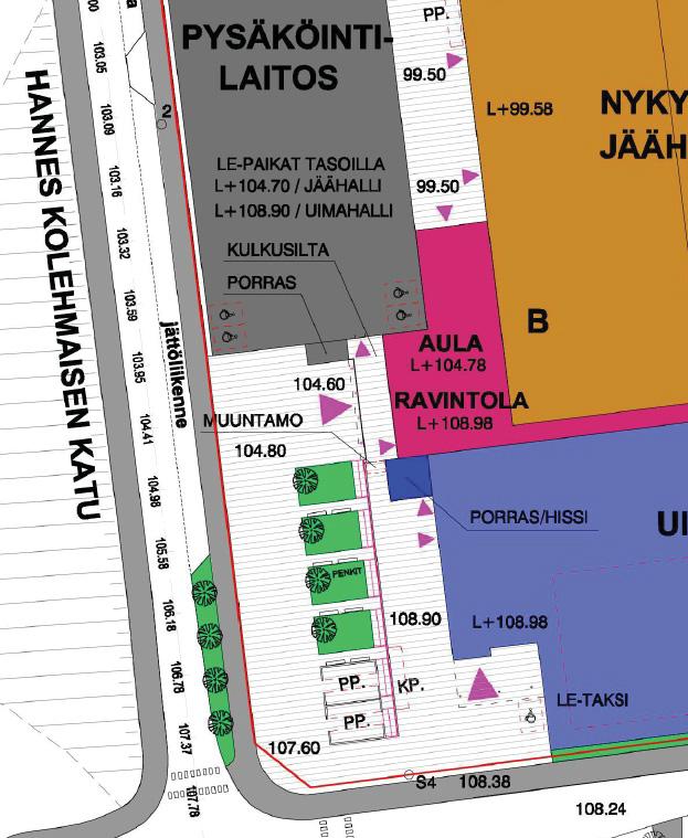 lähipalvelurakennusten ja urheilutoimintaa palvelevien rakennusten tontilla 80 polkupyöräpaikkaa. Polkupyöräpaikkoja toteutetaan tarpeen edellyttämässä laajuudessa.