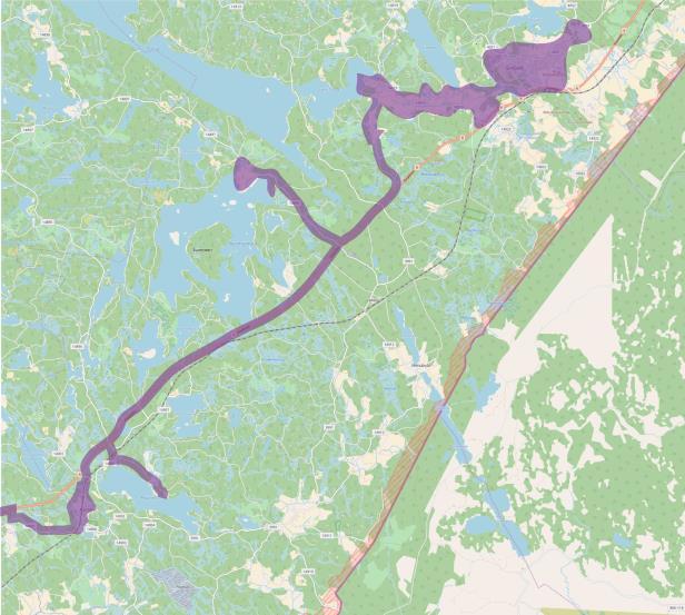 Alueiden määrittämisessä tasapainoteltiin palvelun kattavuuden ja matka-aikojen välillä, jotta palvelusta