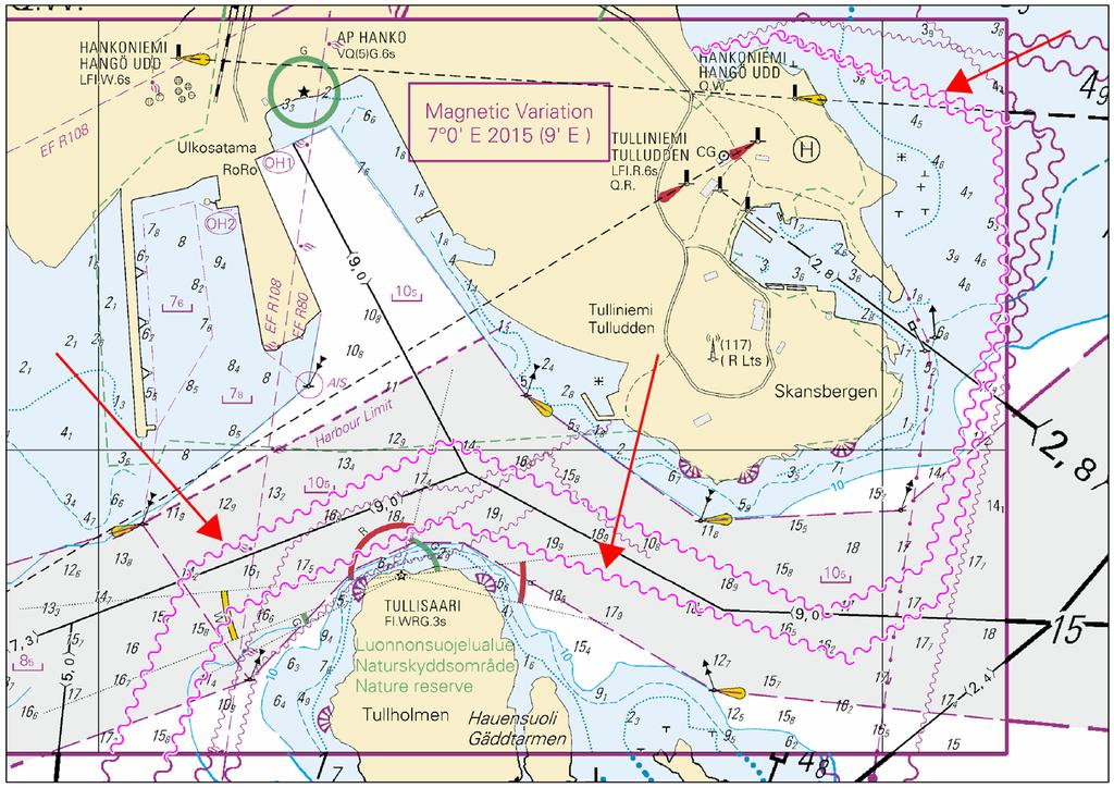 Suomenlahti/Finska viken/gulf of Finland *341 /2017 (2017-11-20) Suomi. Suomenlahti. Hanko. Tulliniemi. Kaapelit ja johdot Finland. Finska viken. Hangö. Tulludden. Kablar och rörledningar Finland.