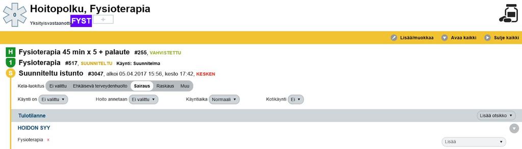 Saat lisättyä näkymän istunnon ylälaidassa näkyvästä +-painikkeesta.