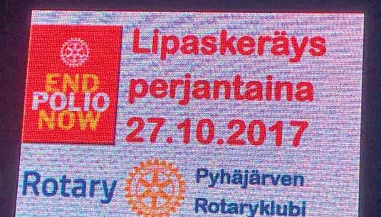 14 POLIO-PLUS-PROJEKTI 1380 kanssa yhdessä (mukana piirien 1380 ja 1400 IB-oppilaat), järjestelyvastuus sa Kokkolan rotaryklubit.