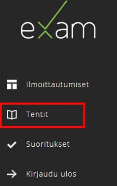 1. Tenttiin ilmoittautuminen 1. Kirjaudu Examiin opiskelijatunnuksillasi osoitteessa https://exam.oulu.fi. Kaikki tentit eivät ole tentittävissä Examin kautta.