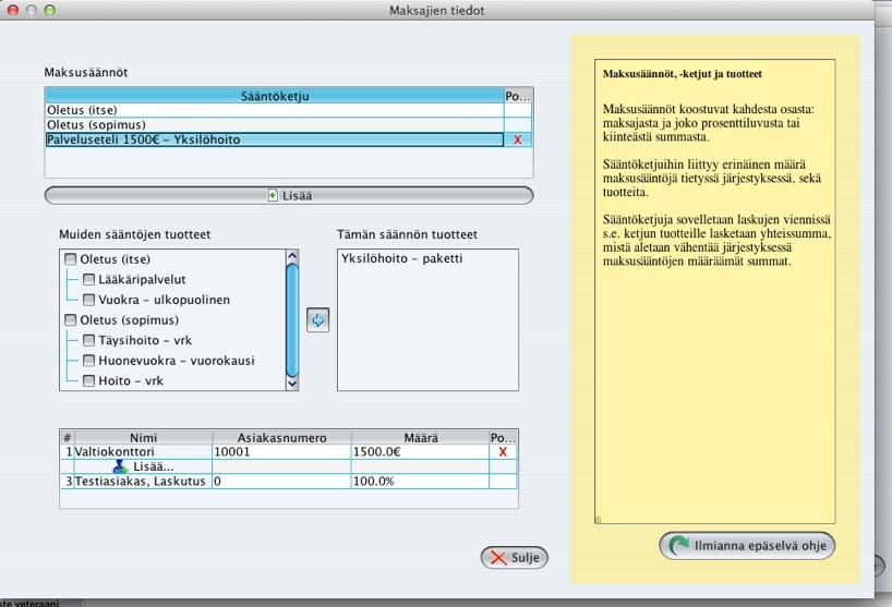 ASIAKKAAN LASKUTUSTIEDOT Maksusääntö on nyt valmis. Yo.