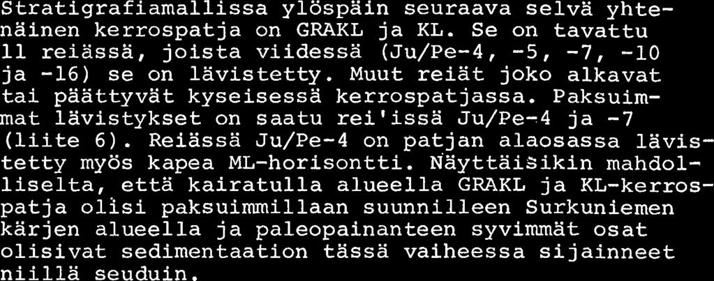Q OUTOKUMPU OY 0 K MALMINETSINTX Stratigrafiamallissa ylospain seuraava selva yhtenainen kerrospatja on GRAKL ja KL.