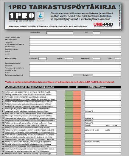 1PRO TARKASTUSPÖYTÄKIRJA Tarkastuspöytäkirja