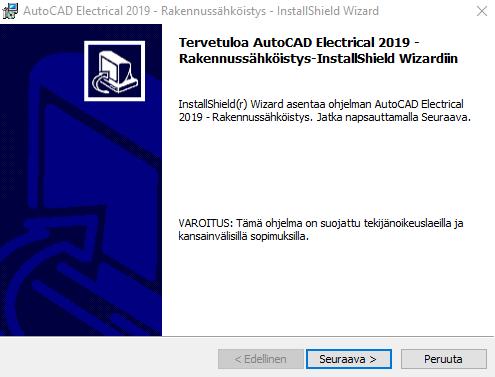 Asennus Tämä päivityspaketti tukee AutoCAD Electrical 2019 -version mukaista osatietokantaa. Laajennus on testattu 2019 version kanssa.