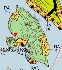 on esitetty muutoskohteiden vuoden 1994 rantayleiskaavaan