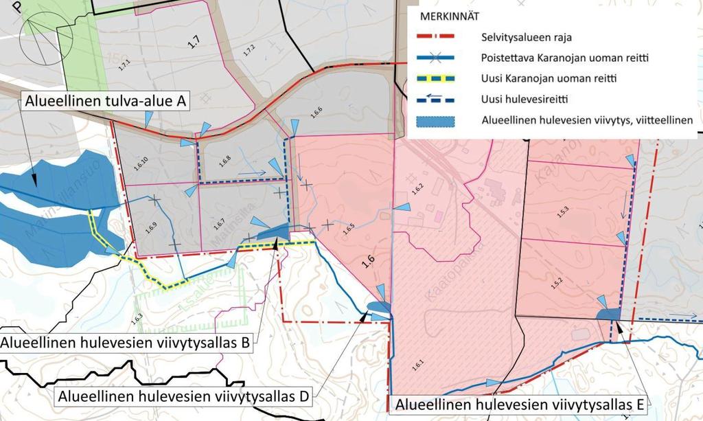 Taipaleentien hulevesiselvitys 20.9.2017 14 (18) 4.2.1 Karanojan siirto Kuva 13. Ote hulevesien hallintasuunnitelman ratkaisuvaihtoehdosta VE2.