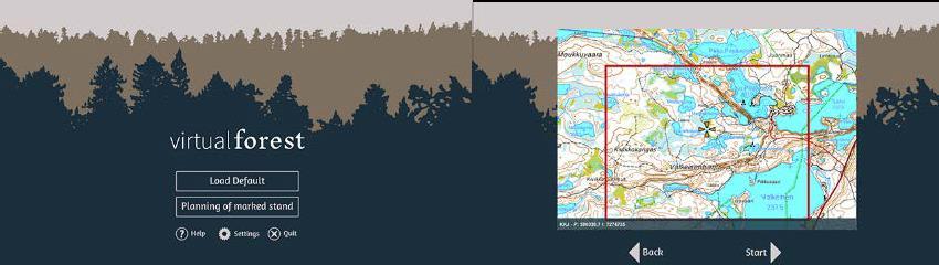 Oppimisympäristössä on yhdistetty metsätalouden paikkatietojärjestelmä ja pelimoottori.