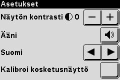 ASETUSVALIKKO Avaa asetusvalikko painamalla Asetukset-painiketta. Tässä voit säätää saumurin asetuksia.