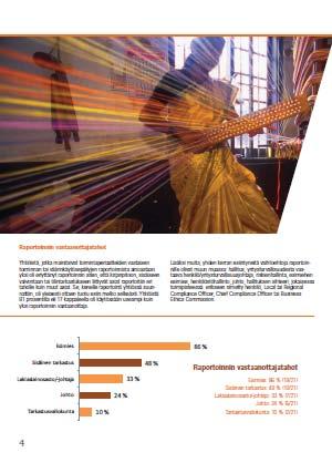 Selvityksen tuloksia - Raportointikanavat Raportointikanavien lukumäärä vaihteli yhtiöittäin Raportointikanavat 9 yhtiöllä 21:stä, eli