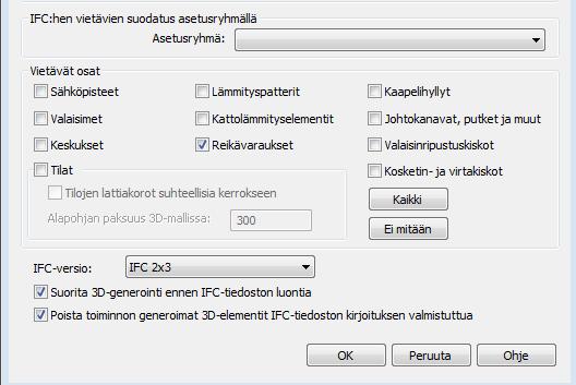33 Kun kaikki reiät ovat merkattu tasokuvaan muodostetaan rei istä IFC-malli kerroksittain.