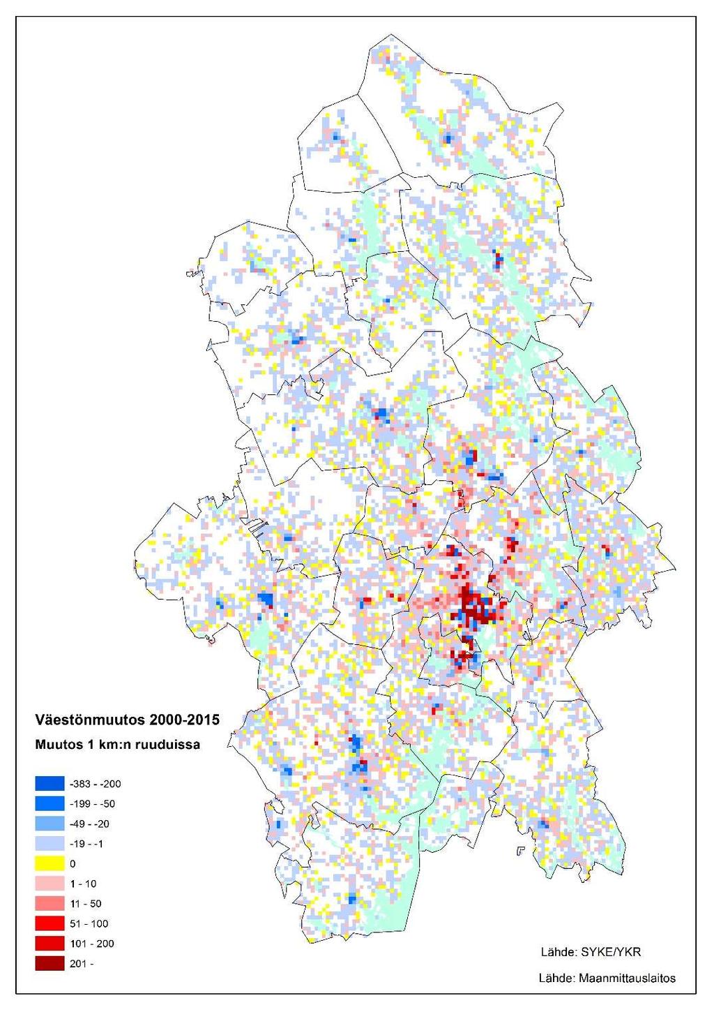 14 Kuva 4 Keski-Suomen väestön muutos 2000-2015 1.3 Väestöennuste Keski-Suomen väestömäärän ennustetaan kasvavan noin 1,5 % vuodesta 2014 vuoteen 2030.