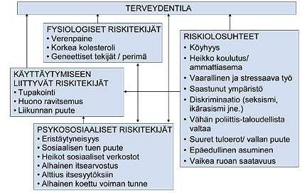 yksiselitteisesti ihmisten vapaan valinnan tuloksina. Terveyserot läpäisevät koko sosiaalisen hierarkian. Keskimääräinen terveydentila kohenee asteittain sosiaalisen aseman myötä.
