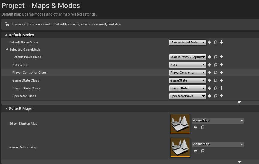 32 Kuva 29. ManusGameMode oletus pelitilaksi valittuna ja ManusMap oletuskartaksi.