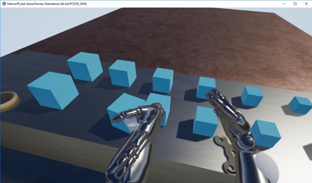 34 6.3 Virtuaaliympäristön demo Opinnäytetyötä varten toteutettiin Manus VR -virtuaaliympäristö demo UE 4.18.3 - versiolla.