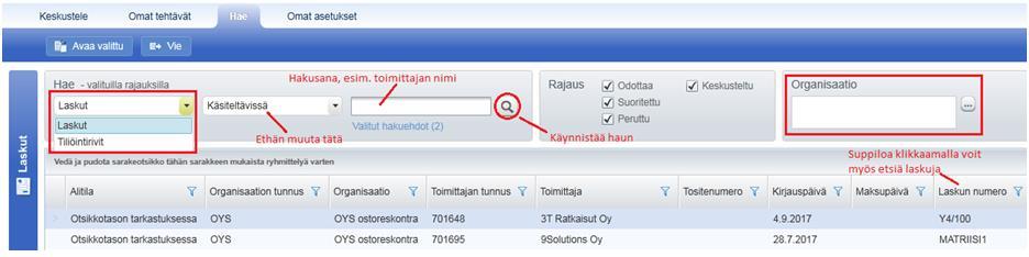 Laskuarkisto Henkilökohtaisen laskuarkiston saat avattua P2P:n Hae sivulta (Huom!