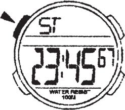 With Split Time 1. Press MODE repeatedly to get to the stopwatch. 2. Press Start/Stop to start the stopwatch. 3. Press RESET to display the split time. SPL is shown on the display.