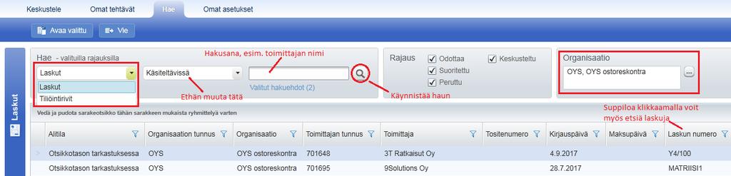 Laskuarkisto Henkilökohtaisen laskuarkiston saat avattua P2P:n Hae sivulta (Huom!