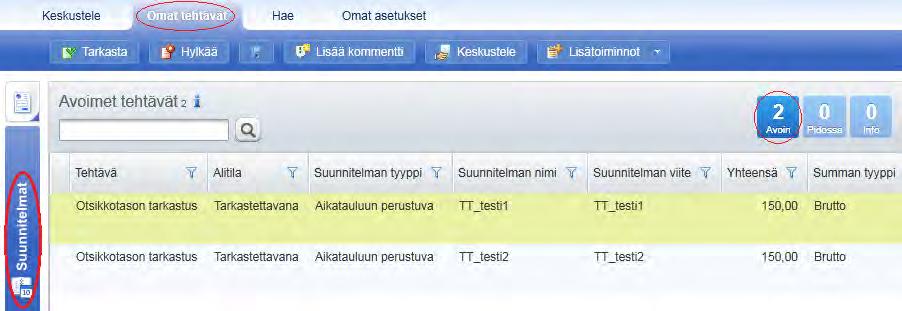 Uusi maksusuunnitelma tarkastettavaksi Saat sähköpostiisi Basware P2P:n lähettämän ilmoituksen käsiteltävistä maksusuunnitelmista (ilmoituksessa on linkki, josta pääset maksusuunnitelmiin) Tarkista,