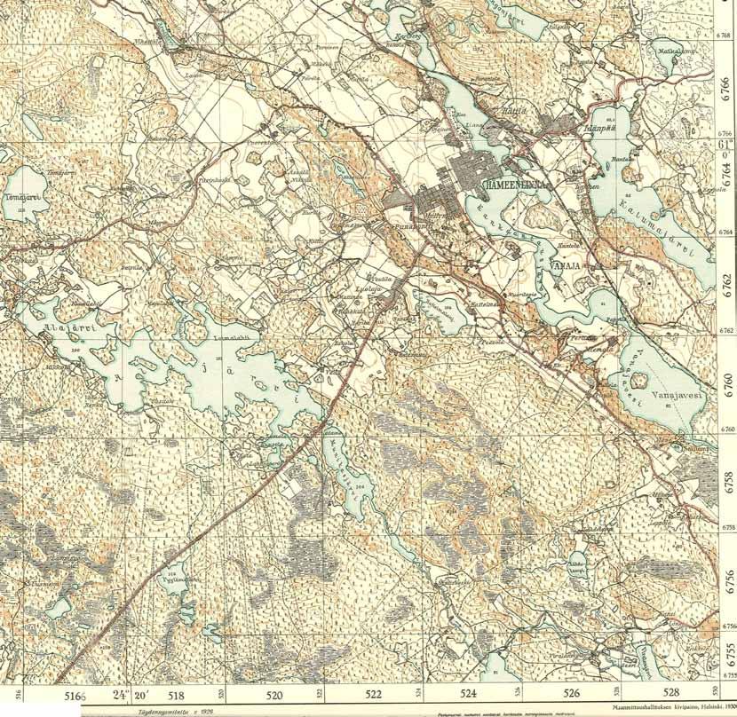 12 1900-LUKU 1900-luvun kartoissa ei kaava-alueella ole tapahtunut suuria muutoksia edellisten vuosisatojen karttoihin verrattuna. Alla vuoden 1930 kartta Hämeenlinnasta.