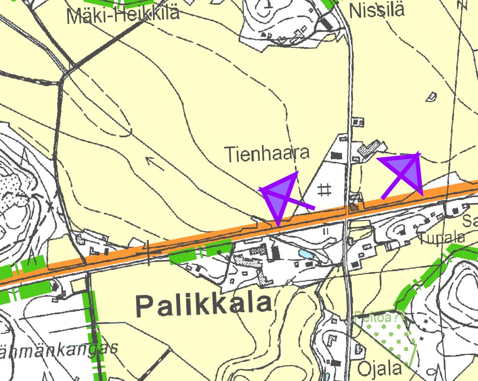 7 (21) Suunnittelualueen pohjois- ja eteläosassa sijaitsee maisemallisesti arvokkaita peltoalueita. Ne on osoitettu Palikkalan osayleiskaavassa merkinnällä MA.