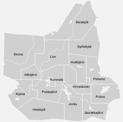 Yhdyskuntarakenne: kylät, pysyvä asutus ja loma-asutus Oulu-Kuusamo maantien rakentaminen siirsi kuntakeskuksen aikoinaan Pudasjärven rannasta tien varteen Iijoen törmälle.