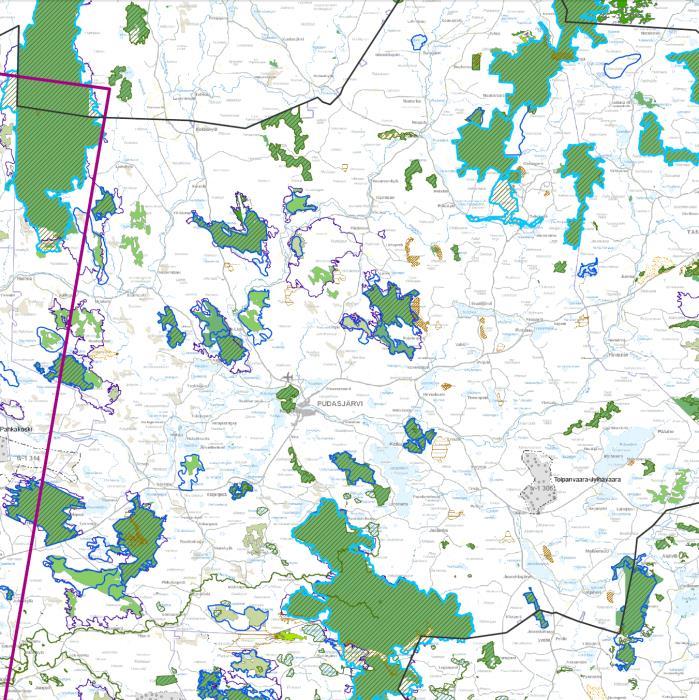 Helsinkiin), joka on samalla osa kansallista UKK-reittiä. Idässä reitti kiertää Karhunkierroksen, jatkuu Posion kautta Syötteelle ja etelään kohti Puolankaa.