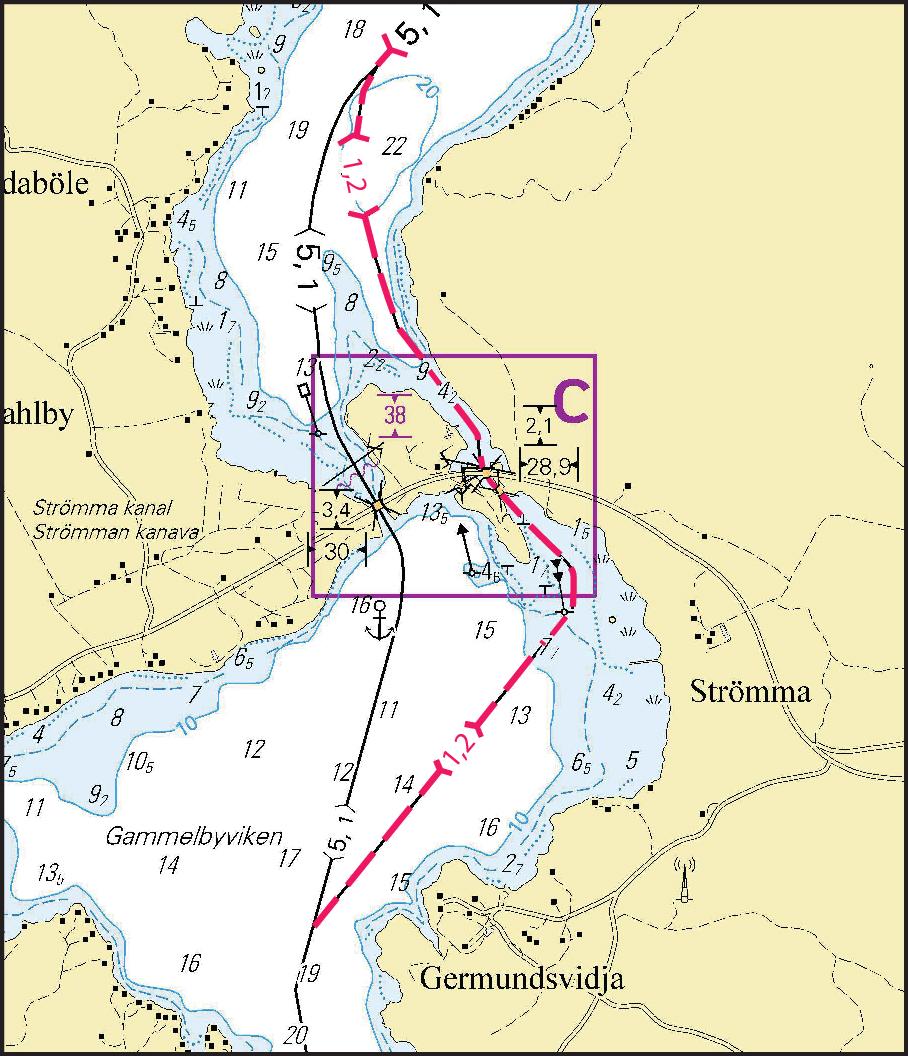 11 The channel has been changed into small craft route and the maximum authorised draught has been reduced from 1.5 m to 1.2 m between the following positions: WGS-84 1) 60 12.2722 N 22 52.