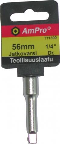 JATKOVARRET Ampro -pakkauskoko --T11300 1/20 --muut koot 1/10 Tuotenro T11300 Nimike JATKOVARSI 1/4" 56MM T11301 JATKOVARSI 1/4" 75MM T11302 JATKOVARSI 1/4" 150MM T11310 JATKOVARSI 3/8" 75MM T11313