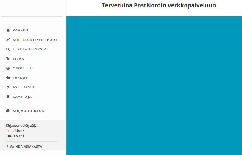 Kirjauduttuasi sisään olet pääsivulla.