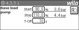 3 Säädinparametrit (sivu 1/2) * Peruskuormakytkennän (Base load pump), huippukuormakytkennän Controller parameter (Peak load pump), PID-säätimen (PID Controller) sekä säädinkäytön (Regulator