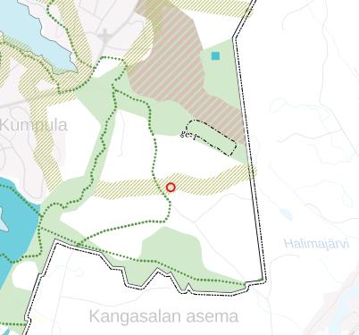 65 Kartta 2, Viherympäristö ja vapaa-ajan palvelut Keskuspuistoverkosto ympäröi Ojalan asuinaluetta.