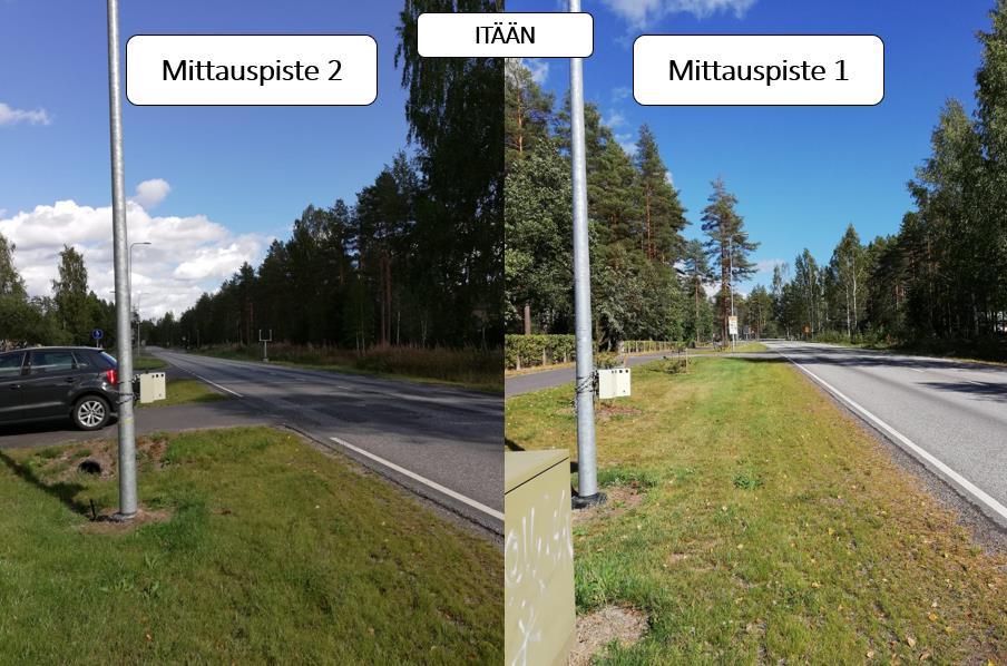 25 7.1 Itään Seuraavaksi on esitetty tulokset idän suuntaan (kuva 23 ja 24). Tulokset on esitetty ajosuunnan mukaan, ensin mittauspiste 2, ja sen jälkeen mittauspiste 1. Kuva 23.