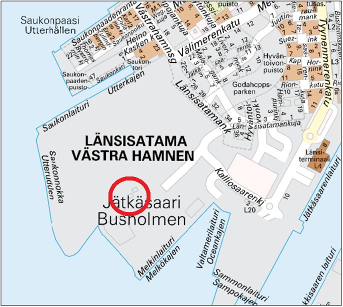 Helsingin kaupunki Esityslista 19/2013 2 (14) Kuva 1. Jätkäsaaren valmisbetonitehtaan sijaintipaikka.