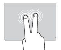 Voit tehdä kakkospainikkeella suoritettavan toiminnon myös napauttamalla kosketuslevyn mitä tahansa kohtaa kahdella sormella.